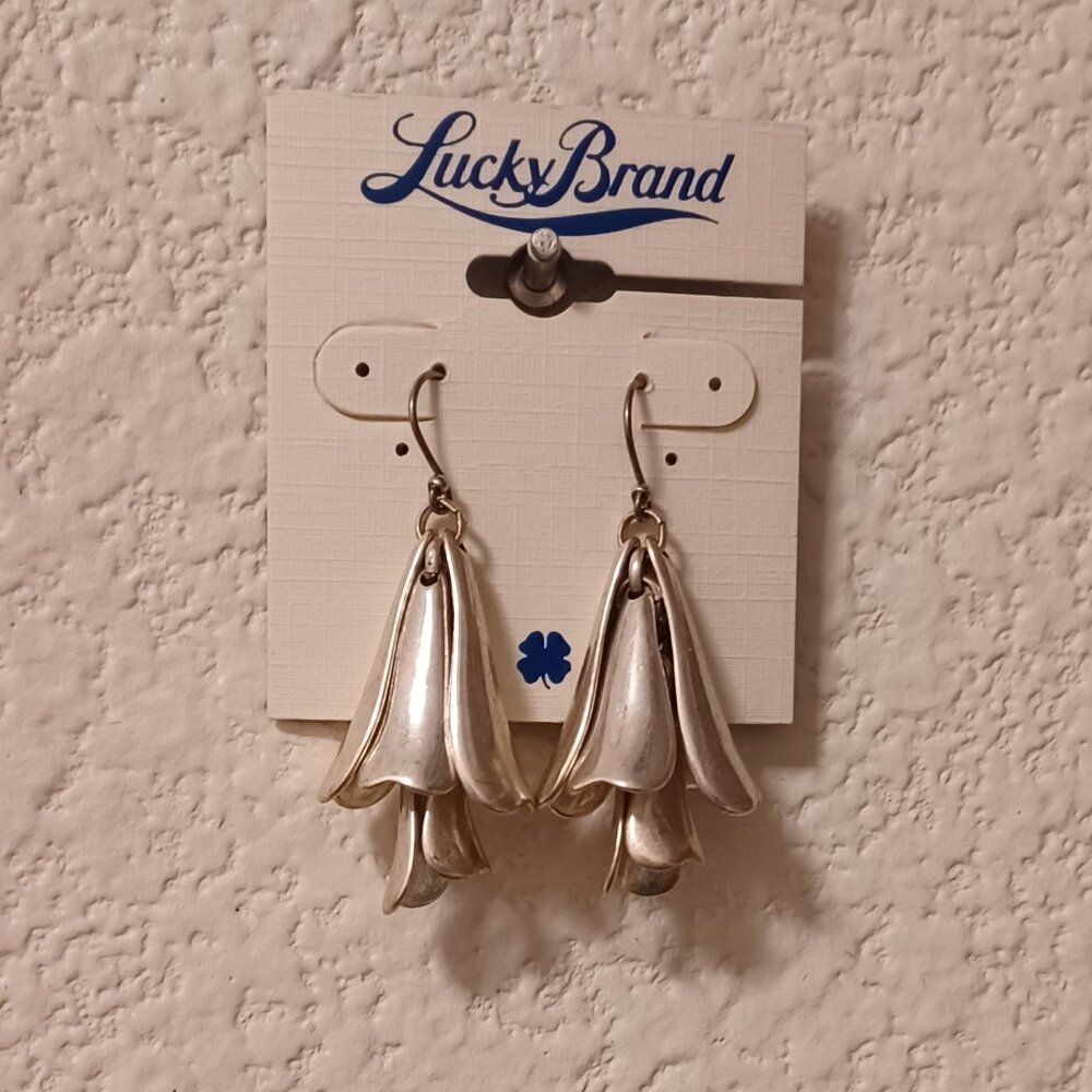 Lucky Brand Silver Tone Petal Drop Earrings - Picture 4 of 5